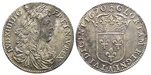 Canada, Louis XIV 1643-1715 15 Sols, 1670 A, ... 