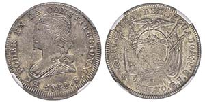 Ecuador (Équateur) 2 Reales, 1849 GJ, AG ... 