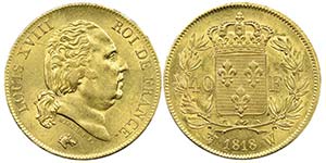  Louis XVIII 1815-1824 40 francs, Lille, ... 