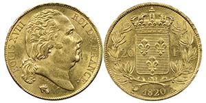 Louis XVIII 1815-1824 20 Francs, Paris, ... 