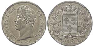 Charles X 1824-1830 5 Francs, Bayonne, 1829 ... 
