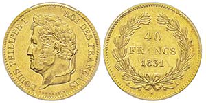 Louis Philippe 1830-1848  40 Francs, Paris, ... 