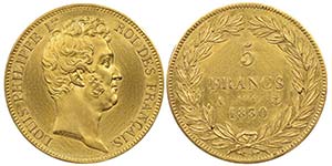 Louis Philippe 1830-1848  Essai en or de 5 ... 