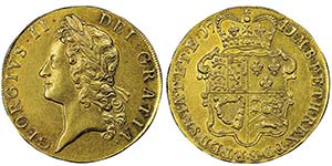 George II 1727-1760
5 Guineas, 1741 , sur la ... 