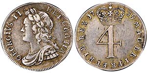 George II 1727-1760
4 Pence, 1739, AG 1.96 ... 