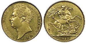 George IV 1820-1830
2 Pounds, 1823, AU 16 ... 