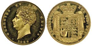 George IV 1820-1830
2 Pounds, 1826, AU 16 ... 