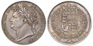 George IV 1820-1830
1/2 Crown, 1824, AG ... 