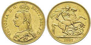 Victoria 1837-1901  
2 Pounds, 1887, AU 16 ... 