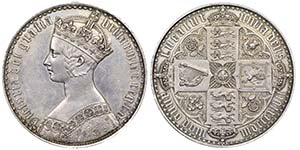 Victoria 1837-1901  
Gothic Crown, 1847, AG ... 