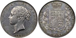 Victoria 1837-1901  
1/2 Crown, 1844, AG ... 