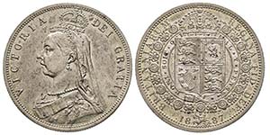 Victoria 1837-1901  
1/2 Crown, 1887, AG ... 