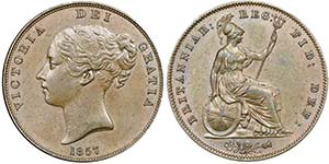 Victoria 1837-1901  
Penny, 1857, Cu 18.7 ... 
