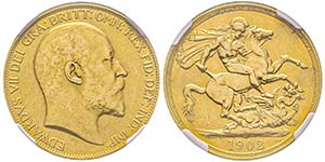 Edward VII 1901-1910
2 Pounds, 1902, AU ... 