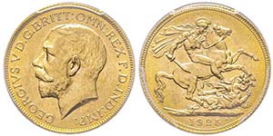 George V 1910-1936
Sovereign, 1925, AU 7.98 ... 