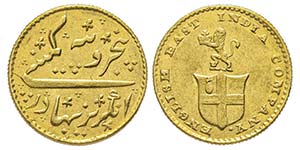 India
1/3 Mohur or 5 Rupees, 1820, AU 3.88 ... 