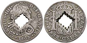 Guadeloupe
9 Livres, (8 Reales), ND (1811), ... 
