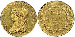 Gaule Subalpine 1800-1802
20 francs, Turin, ... 