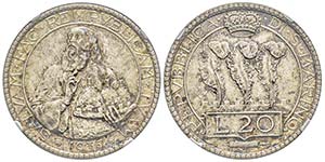 San Marino
20 Lire, 1935 R, AG 15.00 g.
Ref ... 