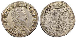 Carlo Emanuele I 1580-1630
Mezzo ducatone, I ... 