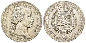 Vittorio Emanuele I 1802-1821
5 Lire, ... 