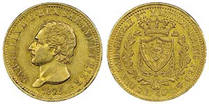 Carlo Felice 1821-1831
40 lire, Genova, 1825 ... 