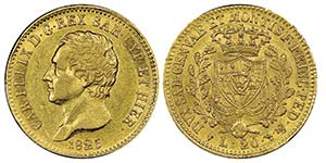 Carlo Felice 1821-1831
20 lire, Torino, 1825 ... 