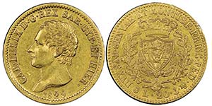 Carlo Felice 1821-1831
20 lire, Genova, 1829 ... 