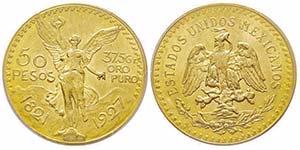 Mexico
50 Pesos, 1927, AU 41.66 g. ... 