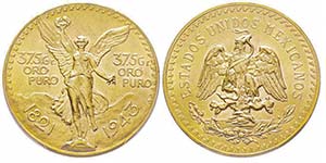 Mexico
50 Pesos, 1943, AU 41.66 g. ... 