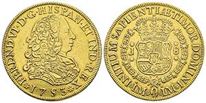 Peru
Fernando VI 1746-1760
8 Escudos, Lima, ... 