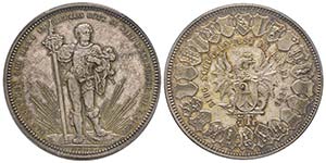 Switzerland
5 Francs, 1879, Basel Shooting ... 