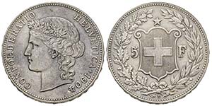 Switzerland
5 Francs, Bern, 1904, AG 25 ... 
