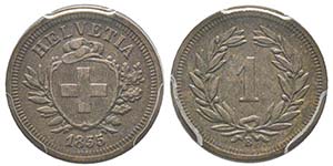 Switzerland
Rappen, Bern, 1855, Billon 0.7 ... 