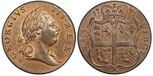 USA
Colonial
1/2 Penny, 1773, Virginia, ... 