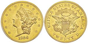 20 Dollars, San Francisco, 1856 S, AU 33.43 ... 