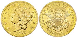 20 Dollars, San Francisco, 1876 S, AU 33.43 ... 