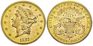 20 Dollars, San Francisco, 1887 S, AU 33.43 ... 