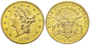20 Dollars, San Francisco, 1890 S, AU 33.43 ... 
