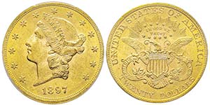 20 Dollars, Philadelphia, 1897, AU 33.43 ... 