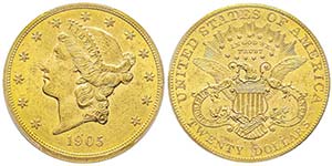 20 Dollars, San Francisco, 1905 S, AU 33.43 ... 
