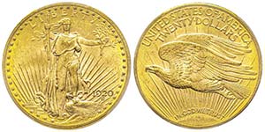 20 Dollars, Philadelphia, 1920, AU 33.43 ... 