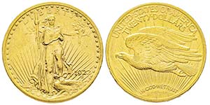 20 Dollar, Philadelphia, 1922, AU 33.43 ... 