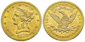 10 Dollars, San Francisco, 1887 S, AU 16.71 ... 