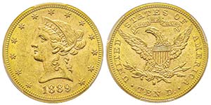 10 Dollars, San Francisco, 1889 S, AU 16.71 ... 