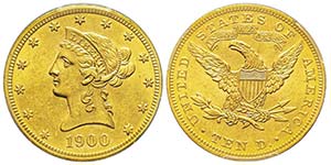 10 Dollars, Philadelphia, 1900, AU 16.71 ... 