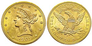 10 Dollars, San Francisco, 1901 S, AU 16.71 ... 