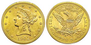 10 Dollars, San Francisco, 1902 S, AU 16.71 ... 