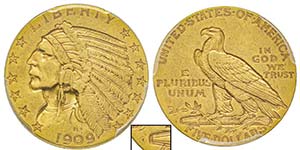 5 Dollars, New Orleans, 1909 O, AU 8.35 ... 