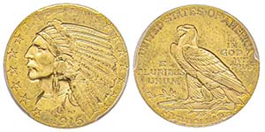 5 Dollars, San Francisco, 1916 S, AU 8.35 ... 